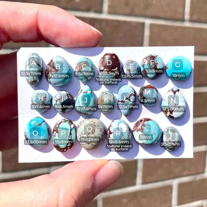 1x Gobi Desert Turquoise Cabochon - Mini Size Blue Oval Round Natural ...