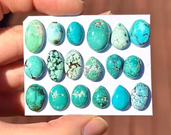 1pc 11-16mm Hubei Turquoise cabochon - Cloud Mountain Lavender Turquoise - Teardrop Oval Round Blue Green Natural Turquoise Gemstone E18