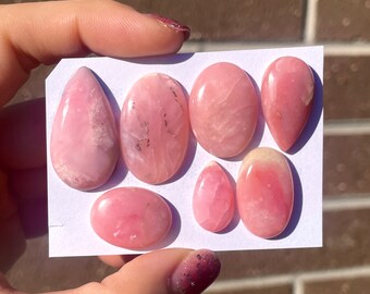 1pc Peruvian Pink Opal Cabochon - Flatback Oval Teardrop Gemmy Crystals Gemstones Australia DIY jewelry ring making