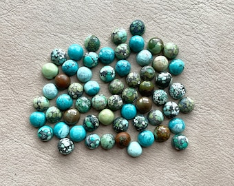 3 stuks 6 mm Tibetaans turkoois ronde cabochons - Gladde platte achterkant blauw groen bruin turkoois - Natuurlijke edelstenen Benodigdheden voor het maken van ringen Tibet E11