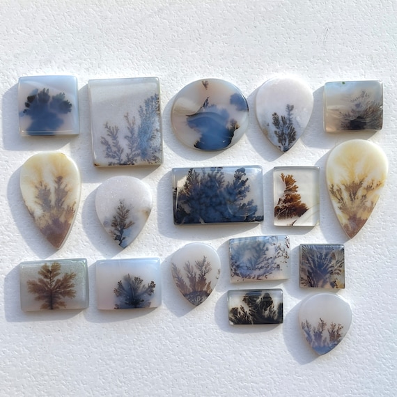 1pc 7-20mm Scenic Agate Cabochon - Free Form Dendritic Landscape Cabochon - Ring size Gemstones for Jewelry Making Supplies (P)