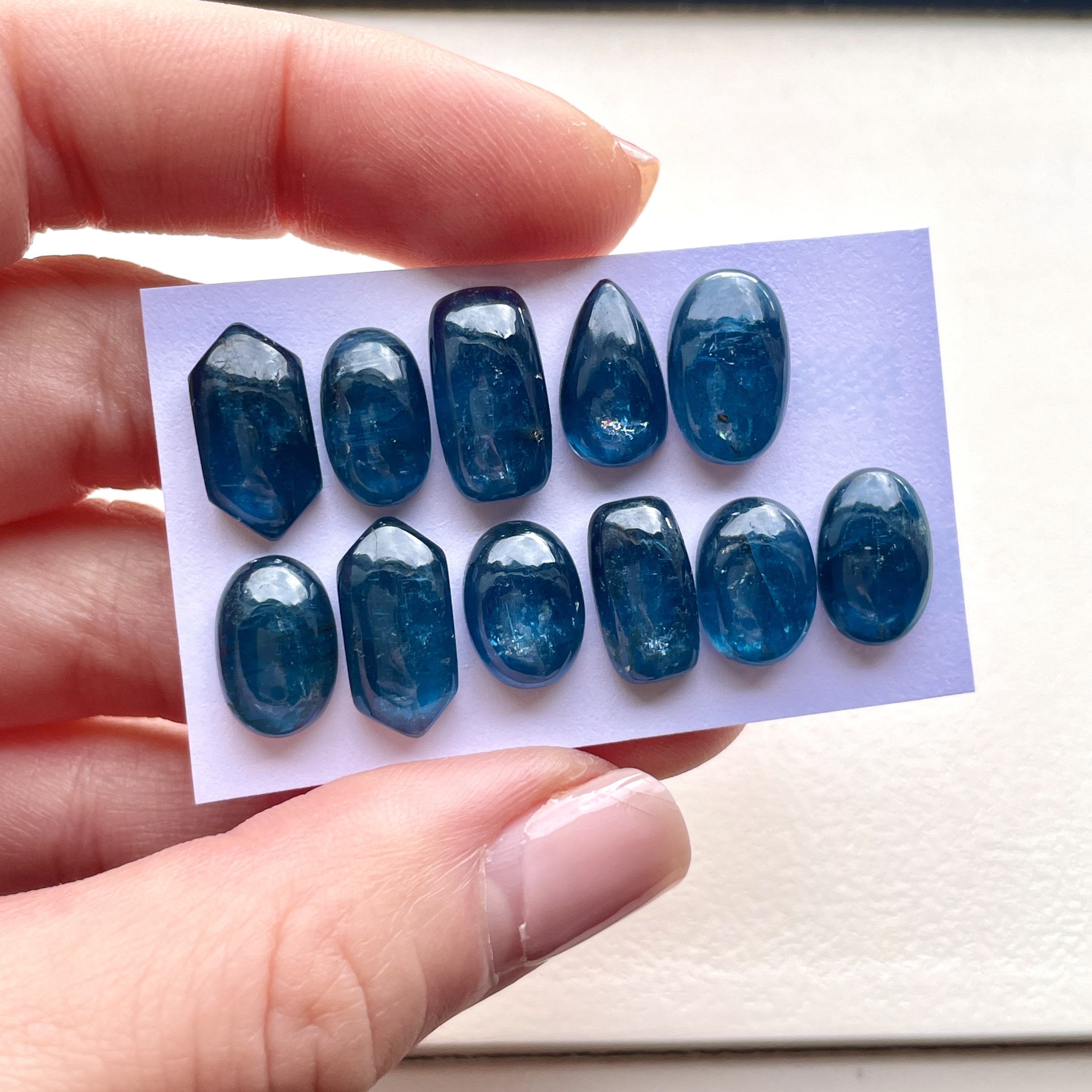 Dark blue shop green stone