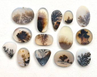 1pc Scenic Agate Cabochon - round oval Dendritic landscape Natural Gemstones Australia - Ring Bezel Claw Setting Supplies (E) E11