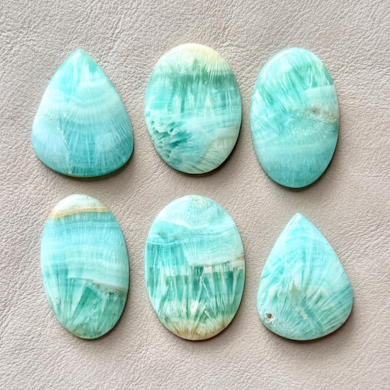 1pc Carribean Calcite cabochon - Blue Teardrop Oval Natural Gemstones - Ocean jewelry ring pendant setting metalsmithing supplies E9