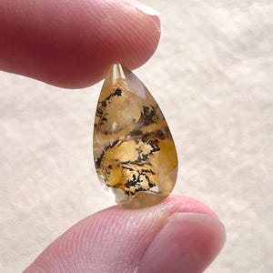 19mm Brazilian Dendritic Quartz Faceted Teardrop - Scenic Dendrite Agate Freeform Pointed Back  - Claw setting Macrame Wire Wrapping E19