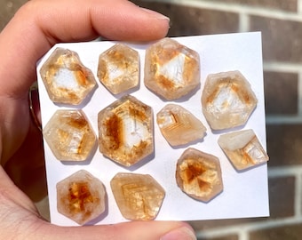 1pc Organic Citrine Slice - Raw edge Natural shape flat back Yellow Orange Gemstones - November Birthstone - Brandy Citrine (E6)