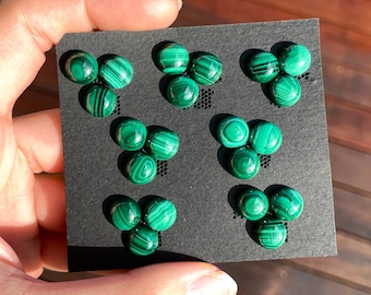 3 cabochons ronds en malachite de 9 mm - Mini bague à dos plat - Pierres naturelles Accessoires pour fabrication de bijoux DIY E10