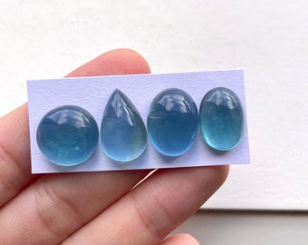 1pc Belgian Teal Fluorite Cabochon - High dome Oval Ring size Flat back Green Blue - Natural Gemstones DIY Jewelry setting Supplies stones