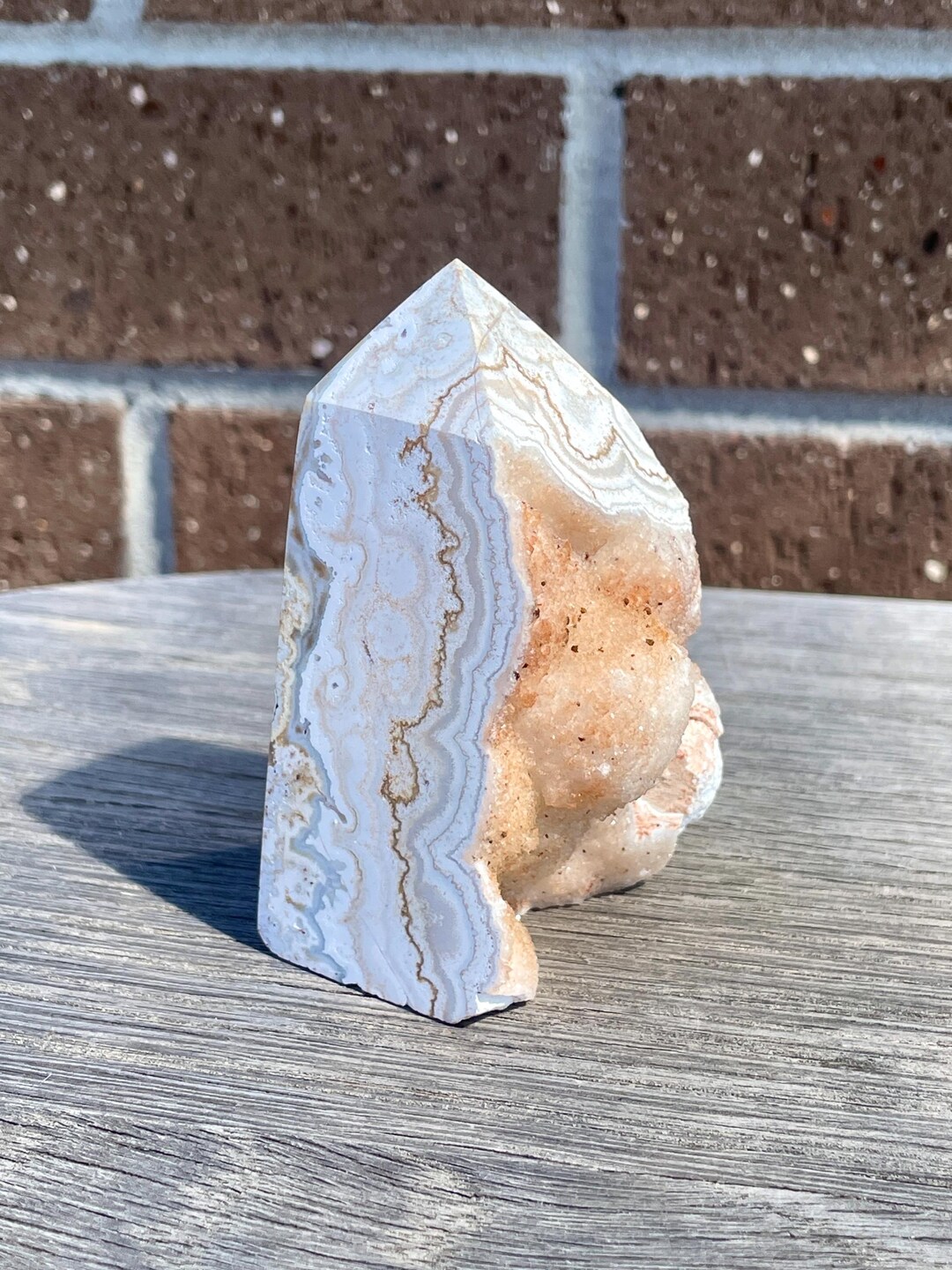 Mexican White Crazy Lace Agate With DRUZY Tower 232g - Natural Gemstone ...