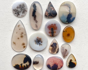 1pc 14-31mm Scenic Agate Cabochon - Free Form Dendritic Landscape Cabochon - Ring size Gemstones for Jewelry Making Supplies (M)