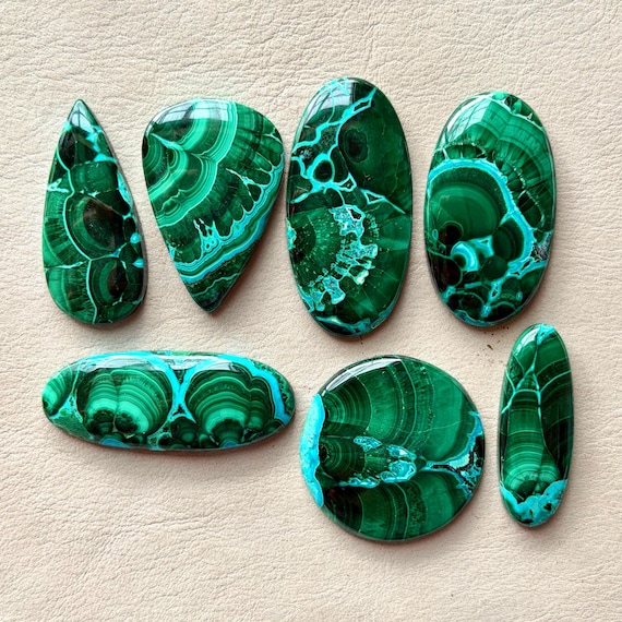 1pc Chatoyant Chrysocolla Malachite Cabochon - Silky Green Blue flatback oval large Natural Gemstones macrame Jewelry wire wrap pendant E19