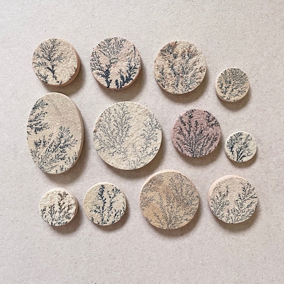 1pc German Dendritic Psilomelane Limestone Cabochon - Flat Back Natural scenic dendrite Gemstones - Black hematite Macrame wire wrapping E2