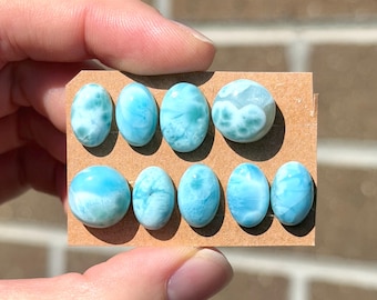 1pc Small Larimar Cabochon - Ring size round oval teardrop Blue flatback gemstones - ring bezel setting ocean nature boho jewelry E9