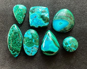 1pc 15-32mm Malachite Chrysocolla flatback Cabochon - Green Blue round Oval Natural Gemstones Jewelry ring making wire wrapping pendant E5