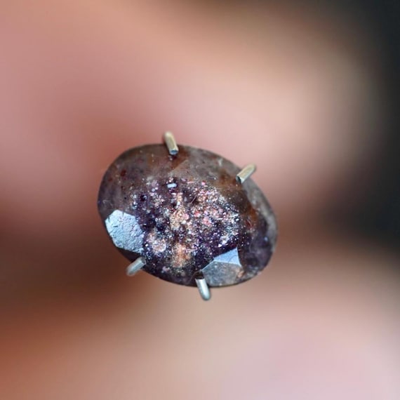 Natural Bloodshot Iolite 10mm Faceted Oval - Rare Cordierite Hematite Inclusions Rainbow Confetti - Ring Jewelry Making (C2-W11)