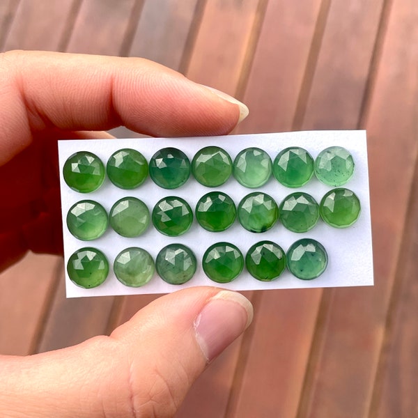 1pc 8mm Serpentine Rosecut round Cabochon - Ring size green Natural Gemstones DIY Jewelry setting making bezel pendant