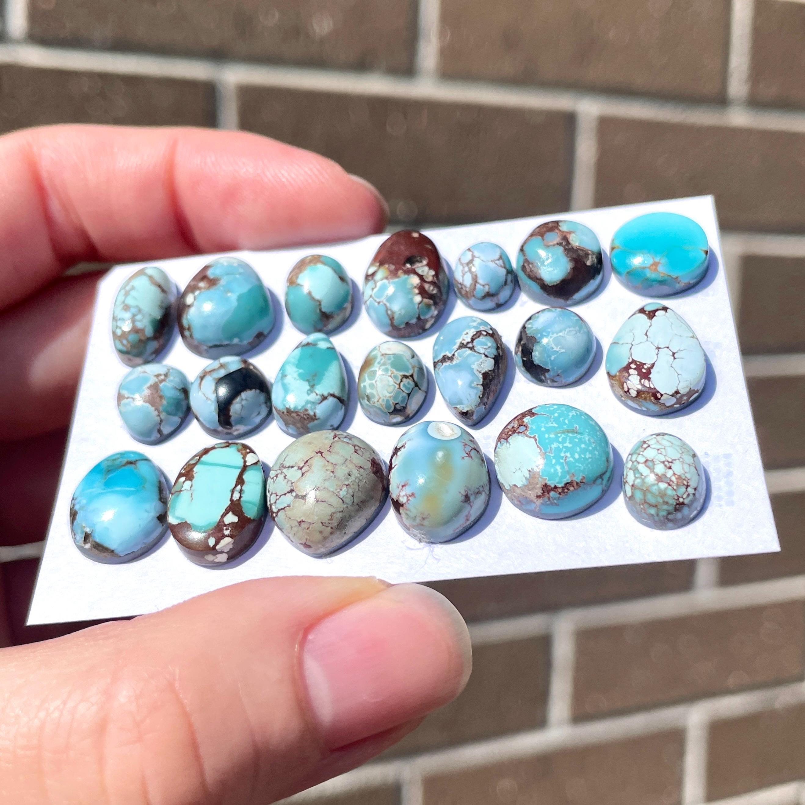 1x Gobi Desert Turquoise Cabochon - Mini Size Blue Oval Round Natural ...