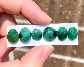 1pc Emerald rosecut Cabochon - flatback oval  green Natural Gemstones Jewelry ring setting bezel claw pendant May birthstone E18