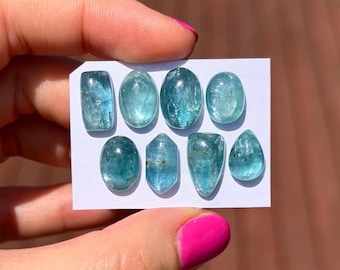 1 st mint en aqua kyaniet cabochon - groen blauw smaragd oceaan kyaniet rond ovaal paraiba - natuurlijke edelstenen ring sieraden setting E8