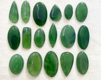 Cabochon en serpentine gemme 1 pièce - Dôme lisse, dos plat, taille de bague, serpentine verte - Larme ronde ovale Pierres naturelles d'Australie (A) E3