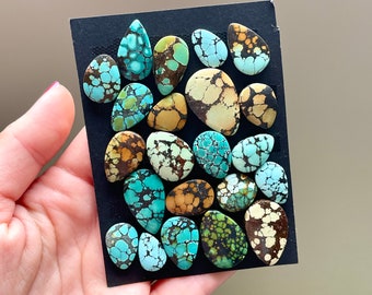 1pc 15-26mm Hubei Turquoise Cabochon - Bao Canyon Gobi Treasure Mountain - Spiderweb Matrix Natural Gemstones