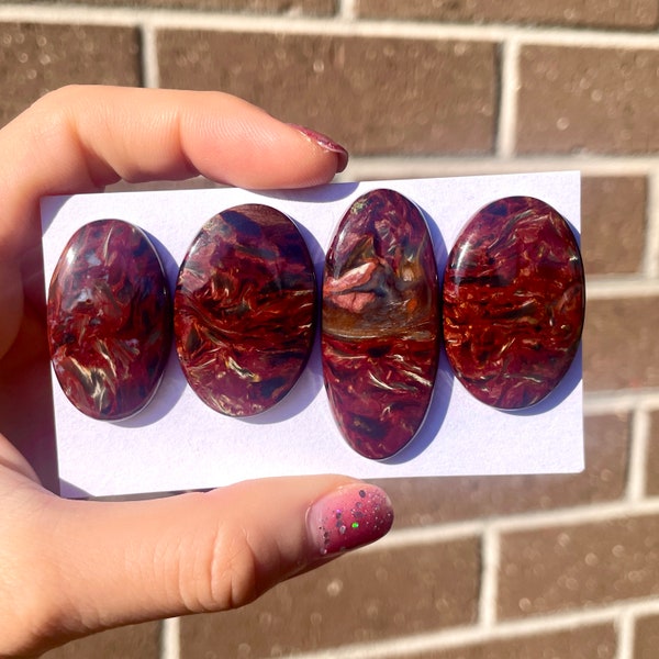 1pc RARE Red Pietersite Cabochon - Flatback Oval Chatoyant Crystals Gemstones Australia DIY jewelry pendant setting wire wrapping