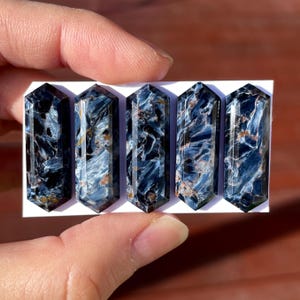 1pc Chatoyant Blue Pietersite Cabochon - Long Hexagonal Gemstones Macrame Jewelry wire wrapping pendant bezel setting Australia (E19)