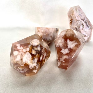1pc Pink Flower Agate Freeform - Natural Crystals Small Gemstone Paper Weight Home Decor Rocks