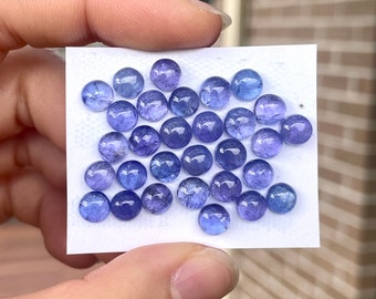 3pcs 6mm Tanzanite round Cabochons - Smooth flat back small December birthstone - for ring setting jewelry making silversmith supplies