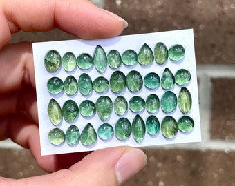 1pc 6-10mm Green Apatite flatback Cabochon - Round mini ring size Oval Natural Gemstones DIY Jewelry setting making (E9)