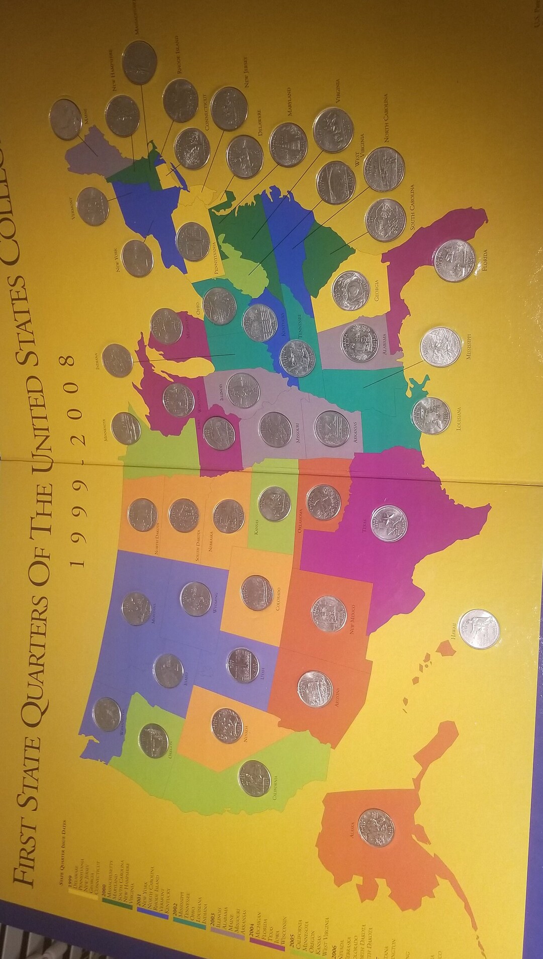 First State Quarters of the US Collectors Map W/50 Coins Etsy