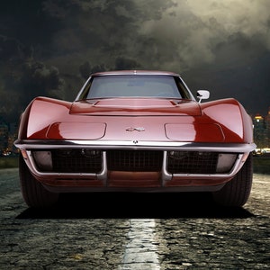 Corvette Stingray in Moonlight - Art Print