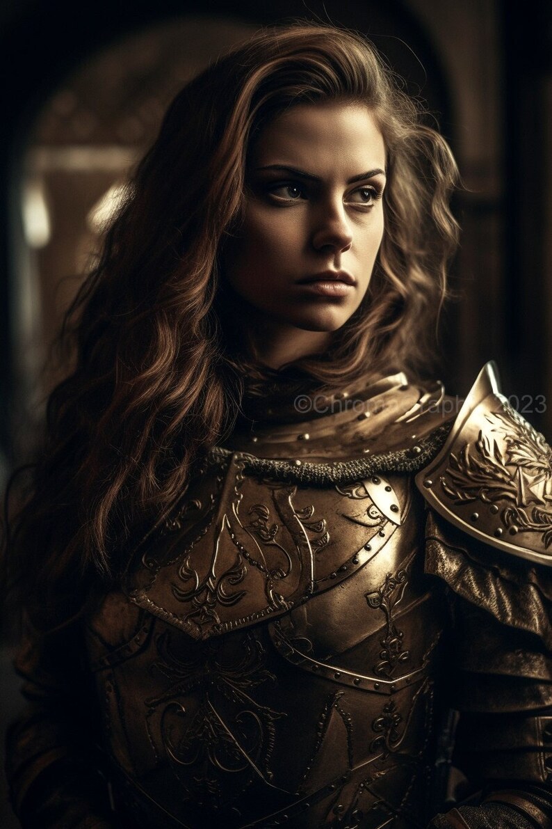 Woman in Armor Medieval Wallpaper Beautiful Painting Ren Faire Etsy