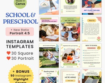 Instagram New 4:5 Size Template School Preschool Canva Template New Ratio Kindergarten Social Media Template Early Education Academy Daycare