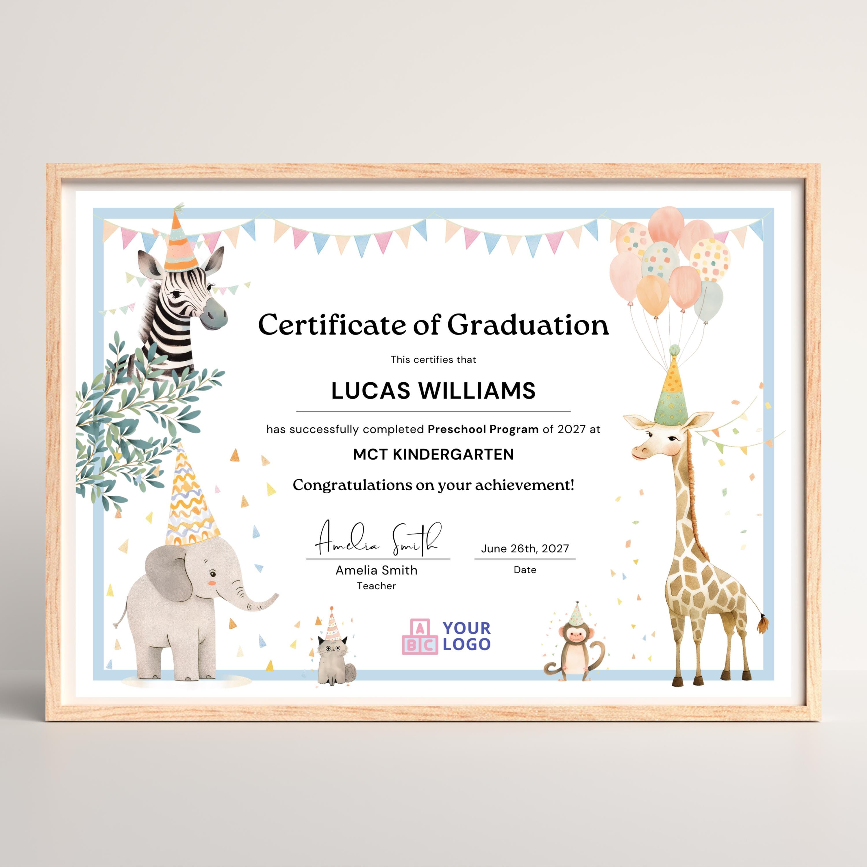 Certificate of Graduation Template for Preschool Diploma Kindergarten ...