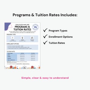 Daycare Programs & Tuition Rates Template Canva Editable Tuition Fees Info Sheet Childcare Price List Pre-K Pricing Info Mobile Friendly PDF