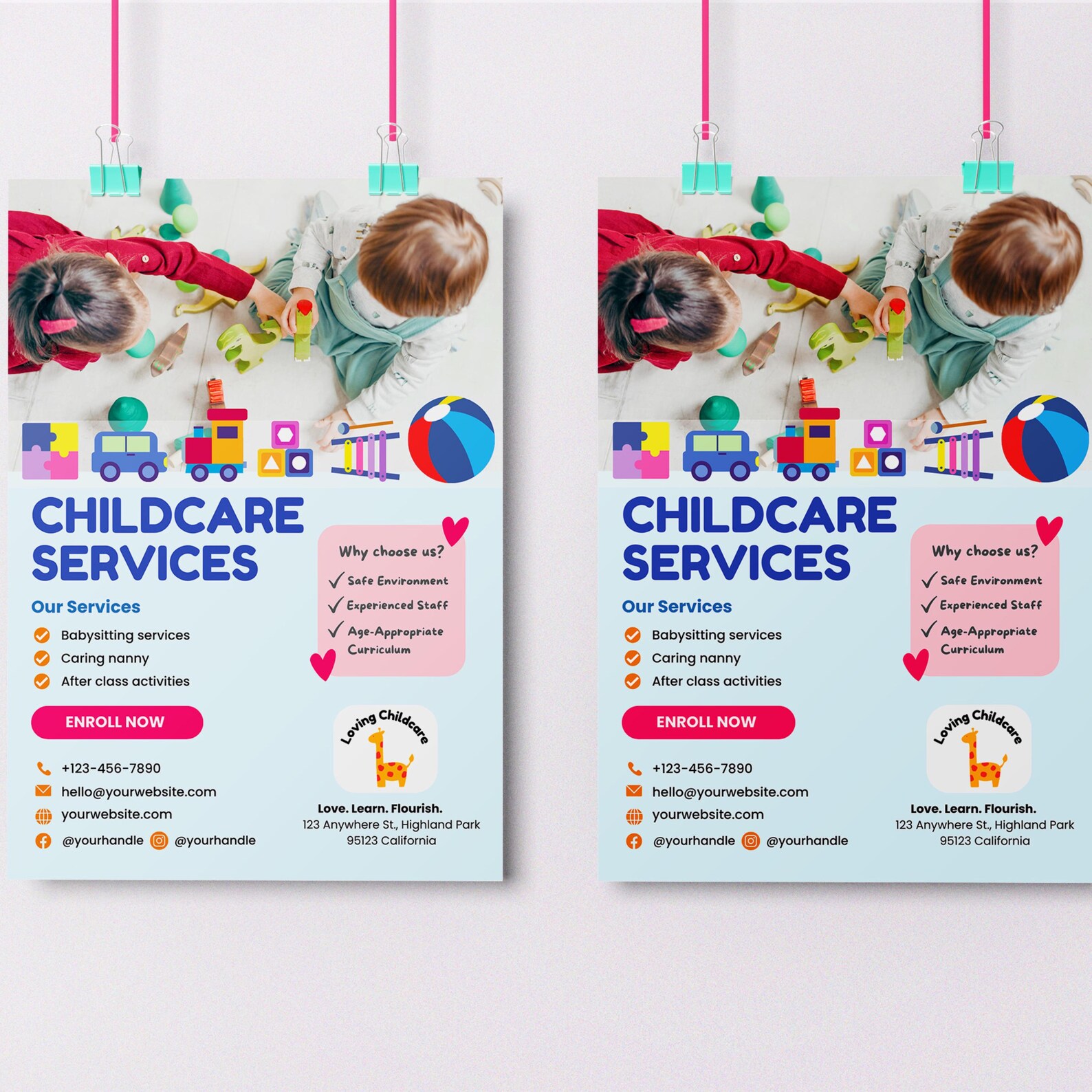 Childcare Flyer Daycare Flyer Canva Template Babysitting Leaflet Child ...