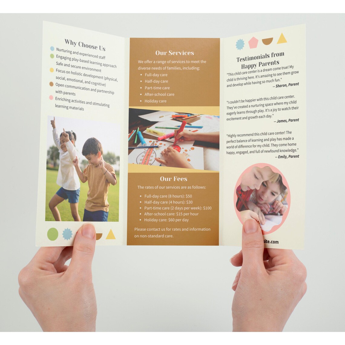 Trifold Brochure Template for Preschool Daycare Childcare Editable ...