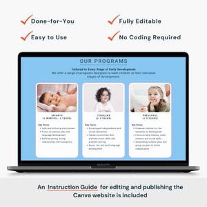 Kids Education Website Template for Preschool Website Design Kindergarten Landing Page Daycare Canva Website Template Early Education Center