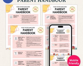 Bearbeitbares Kinderpflege-Eltern-Handbuch-Vorlage Canva Daycare Welcome Packet Preschool Policies Guide Printable für Lehrer & Center-Starter-Kit