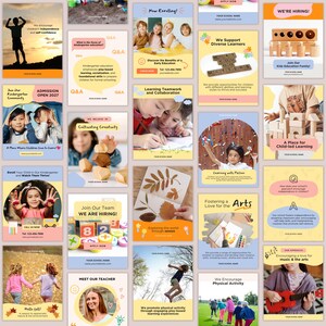 Social Media Post Children Early Education Instagram New Size Template Portrait 4:5 School Instagram Canva Template Kindergarten Preschool