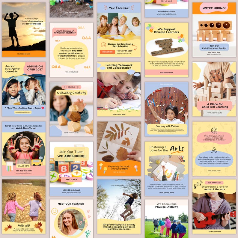 Social Media Post Children Early Education Instagram New Size Template Portrait 4:5 School Instagram Canva Template Kindergarten Preschool