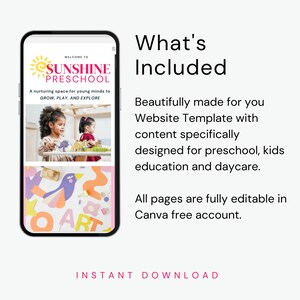 Preschool Canva Website Template Daycare Center Kids Education Center Webpage DIY Editable Website Canva Template Kindergarten Landing Page