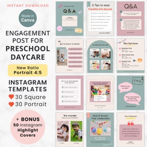 Engagement Post for Preschool Daycare Instagram New Size 4:5 Template Canva Childcare Instagram Kids Social Media Early Childhood Education