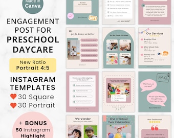 Engagement Post for Preschool Daycare Instagram New Size 4:5 Template Canva Childcare Instagram Kids Social Media Early Childhood Education
