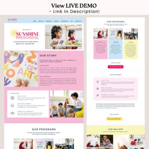 Preschool Canva Website Template Daycare Center Kids Education Center Webpage DIY Editable Website Canva Template Kindergarten Landing Page