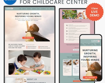 Website Template for Childcare Center Canva Website Template Kids Education Center Website Editable  No Code DIY Website Design Kindergarten