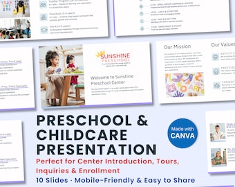 Preschool Presentation Template Canva Childcare Info Pack Editable Daycare Marketing Slides for Introduction Tour Enrollment Promo Deck