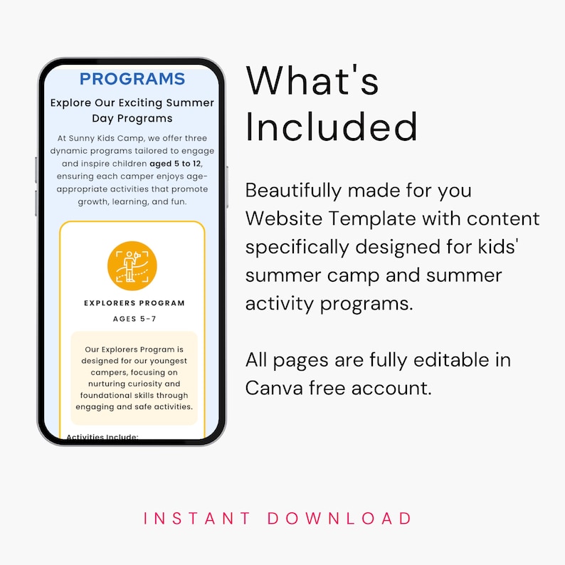 Camp Program Development Template Summer Camp Website Template for Summer School Program Landing Page ...