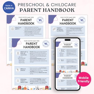 Preschool Parent Handbook Template Editable Daycare Policies Canva Template Printable PDF Education Childcare Center Rules Guide Childminder